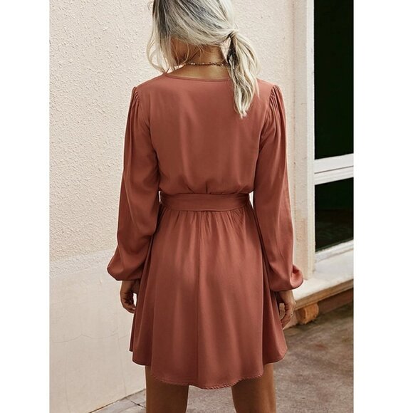 ORANGE Belted Mini Dress - Picture 2 of 6